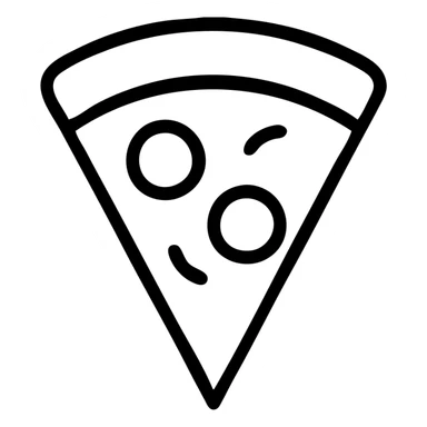 slice of pizza, outlined icon style, black lines, no fill, minimalist sticker