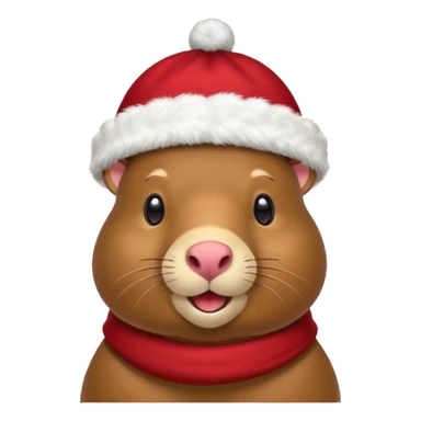 Una capibara con gorro navideño sticker
