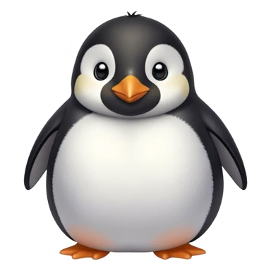 Cinematic chubby penguin, round fluffy body, tiny beak and feet, soft glowing feathers, gentle happy eyes, slightly tilted head, warm and irresistibly cute. sticker