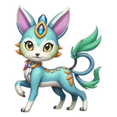 Colorful Exotic Randomly-colored Cartoon Anime Meloetta-WereGarurumon-Trico-Pokémon-Fakémon-fusion-hybrid-creature sticker