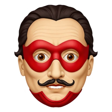Faites-moi un masque de Salvador Dali d'une manière réaliste, la même série que La Casa de Bapel, et faites-le paraître comme s'il portait du rouge Sans lunettes sticker