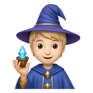 3D imoji of  The little boy who is a magic designer, he is a graphic designer, he should not be holding anything sticker