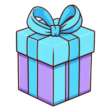 cute pastel gift box with ribbon, baby blue and lavender colors sticker