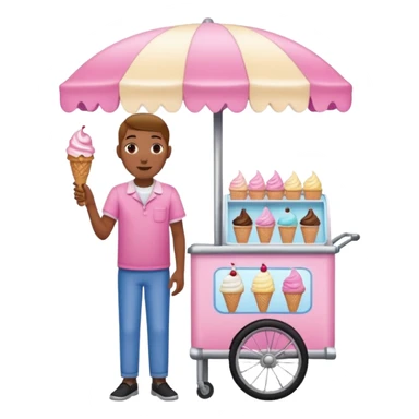 Vendor + pink cart,Ice Cream Vendor. sticker