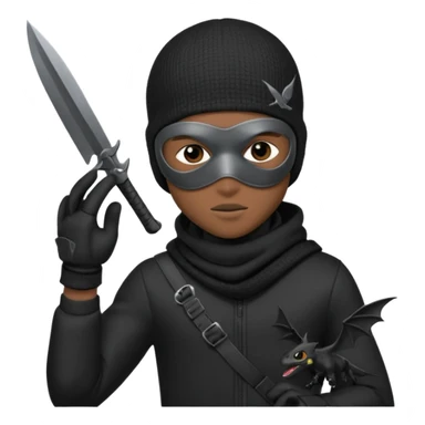 A young African male wearing a ski mask in full black clothing, holding a micro Draco in the air carelessly sticker