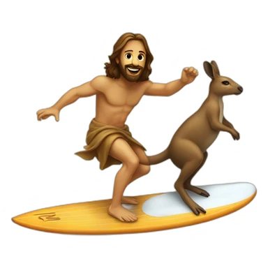 Jesus Christ surfing on the back of a kangaroo sticker