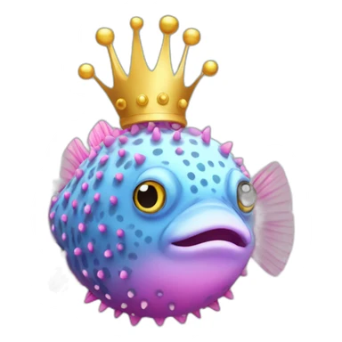 Pink Puffer fish with crown  sticker