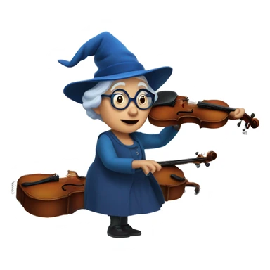 smart granny witch with glasses and blue hat directing orchestra sticker
