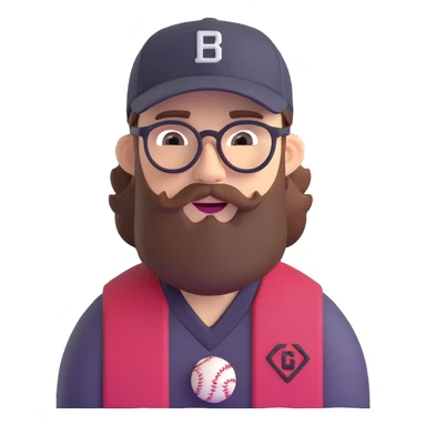 adventurer with beard, glasses and backwards baseball cap sticker