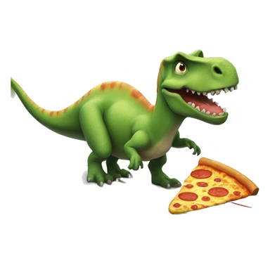 Dinosaur riding a surf board eating pizza sticker