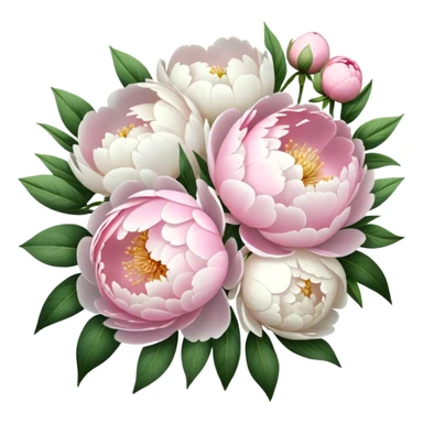 White and pink peonies bouquet  sticker