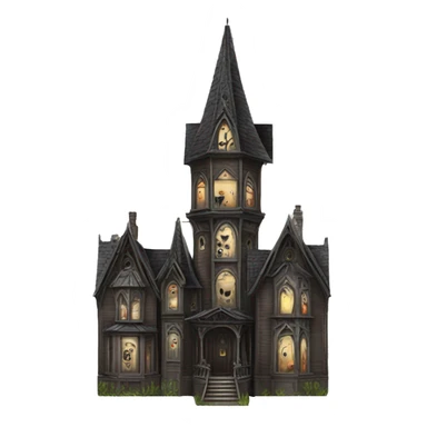 Realistic Huge ornate gothic Cardboard 6 story tall haunted house  sticker