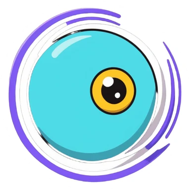 Cartoon eyeball with spiral dizzy effect and stars sticker