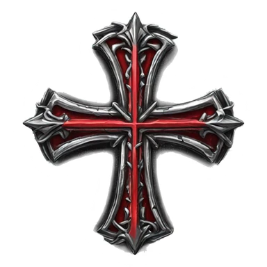 Chrome silver cross detailed gothic red raiders logo black red punk detail artwork  sticker