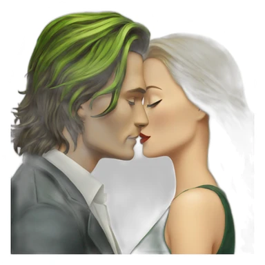 Johnny Depp kissing blond woman with green eyes amd very very very long hair sticker
