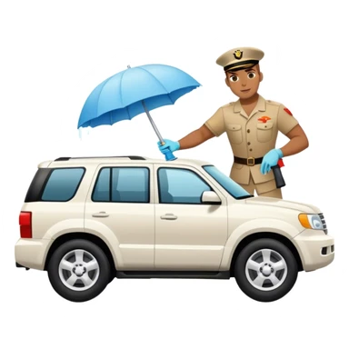 Marine cleaning a white suv sticker