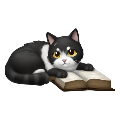 Black and white patched cat laying a paw on the Holy Bible   sticker