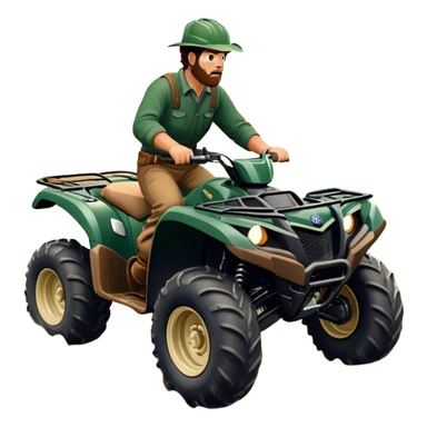 Yamaha Grizzly 700 (2019) – Cinematic-realistic Yamaha Grizzly 700 ATV, its dark green frame tearing through muddy trails. Thick off-road tires grip the rugged terrain as a farmer rides across the paddock, herding cattle with precision under a golden sunset. sticker