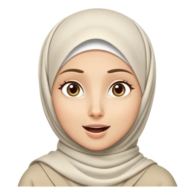 a white hijab woman are thinking something. Her eyes rolling to up right. She got an idea, and her expression were excited! sticker