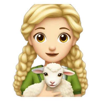 a woman blond hair shepherdess with a lamb sticker