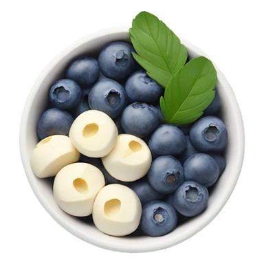 White acai bowl with blueberries , view from top, minimalism  sticker
