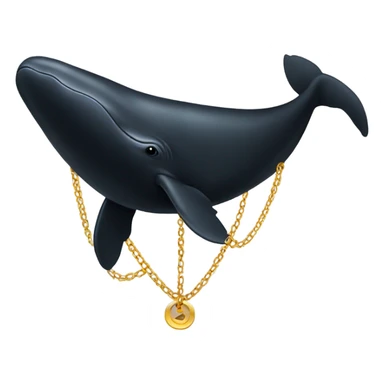 Black whale wearing gold chain sticker