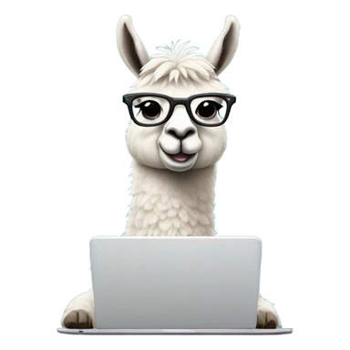 lama with glasses typing on laptop sticker