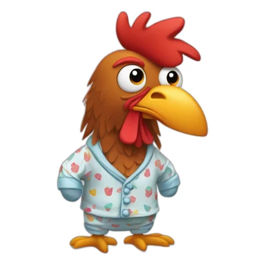 a rooster dressed in pajamas sticker