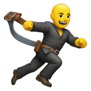 Man whipping air with a belt sticker