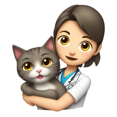 cat cuddles veterinarian girl sticker