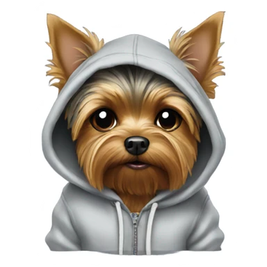 Yorkie dog wearing a hoodie sticker