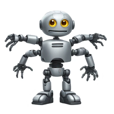 a robot with several arms sticker