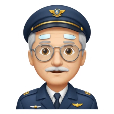 an old civil pilot with grey hair and no mustache sticker