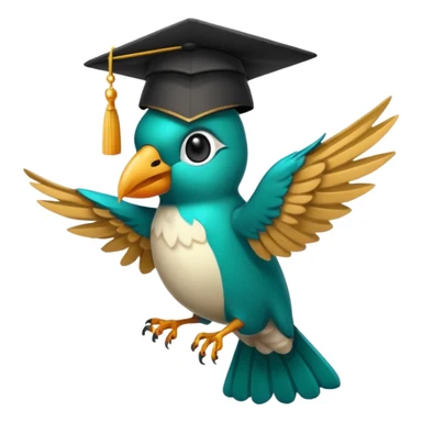 Un colibri con birrete de graduación y que el colibrí sea turquesa  sticker