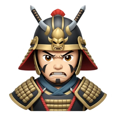 angry samurai warrior with helmet and armor sticker