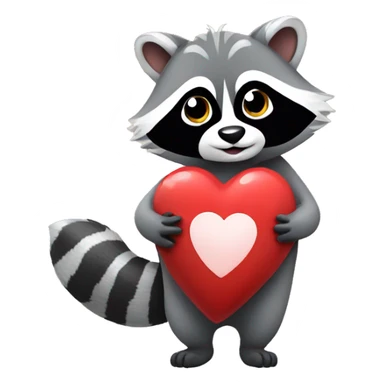 Racoon holding a heart sticker