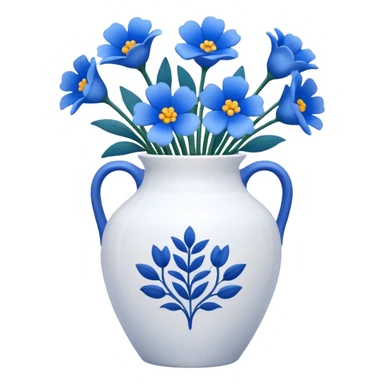 white vase with blue flowers sticker
