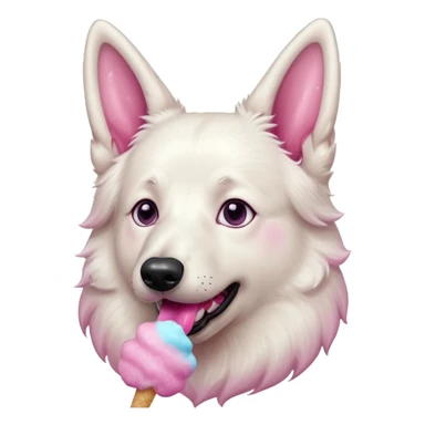 White belgian Shepard With glitter eyes loves Cotton candy sticker