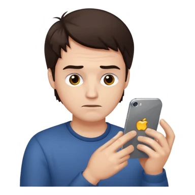 make a white guy with dark brown hair repairing an iphone sticker