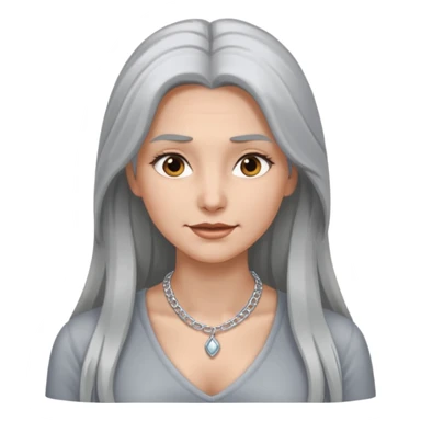 Female with Silver Necklace, grey skin,long hair, more bright silver, different expressions. sticker