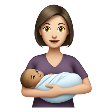 White brunette mom with newborn  sticker
