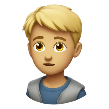 Boy gazing while tilting face downwards  sticker