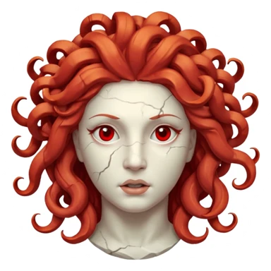 white cracked marble statue head medusa red hair marble no eyeballs sticker