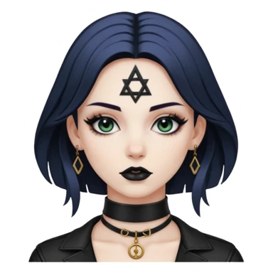 Leather choker with occult symbol on pale neck, dominance and devotion sticker