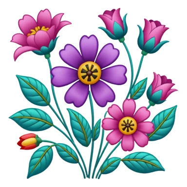 flower patterned embroidery canvas sticker