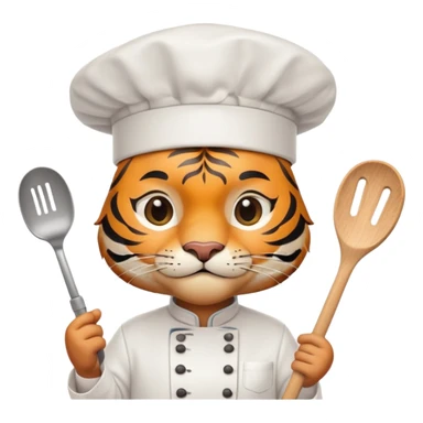 Tiger chef with chef hat and spatula sticker