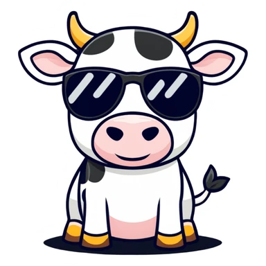 Cow wearing sunglasses sticker