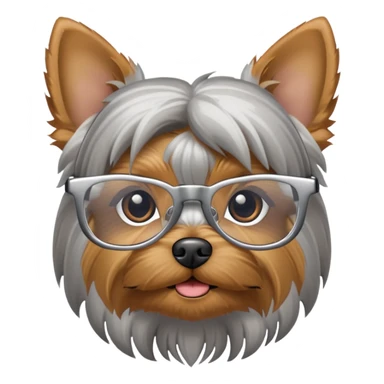 Yorkie color plata con gafas  sticker
