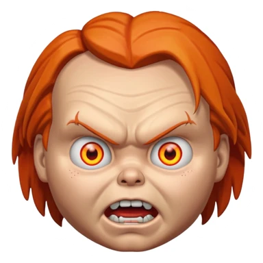 Tête de chucky énerver avec les yeux orange sticker