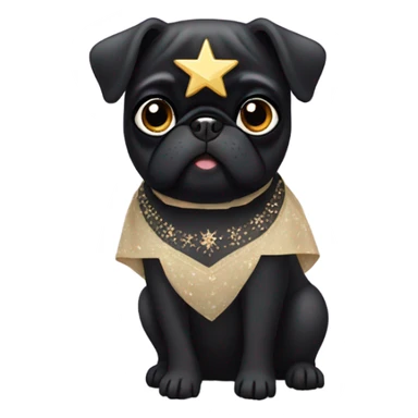 Black pug in a Jewish star dress sticker